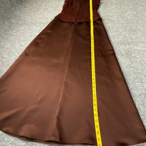 Patra Dress Womens 6 Brown Glitter Formal Gown Prom Satin Rhinestone Long - Picture 2 of 16